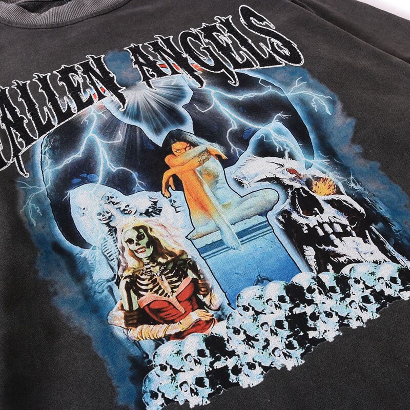 "Fallen Angel" Unisex Men Women Streetwear Graphic Sweatshirt Daulet Apparel