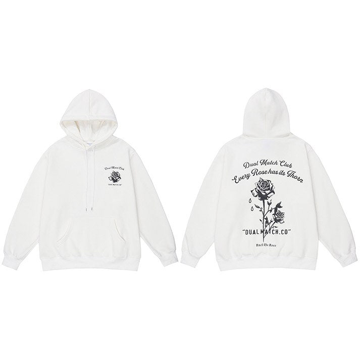 "White Roses" Unisex Men Women Streetwear Graphic Hoodie Daulet Apparel