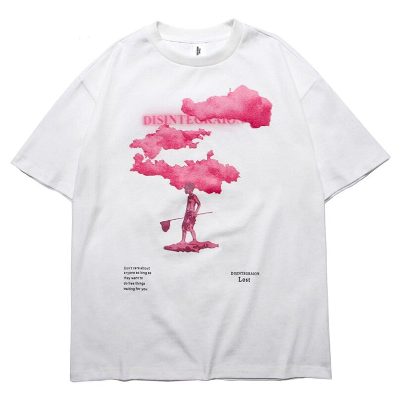 "Pink Smoke" Unisex Men Women Streetwear Graphic T-Shirt Daulet Apparel