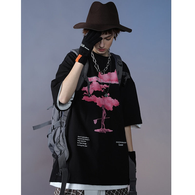 "Pink Smoke" Unisex Men Women Streetwear Graphic T-Shirt Daulet Apparel