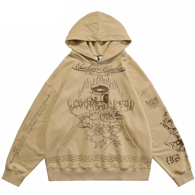 "Chain On Fire" Unisex Men Women Streetwear Graphic Hoodie Daulet Apparel