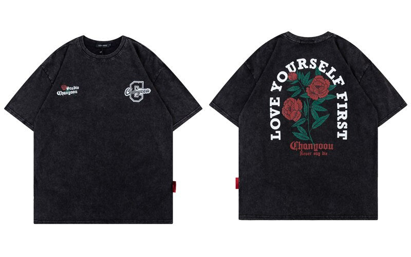 "Love Yourself" Unisex Men Women Streetwear Graphic T-Shirt Daulet Apparel