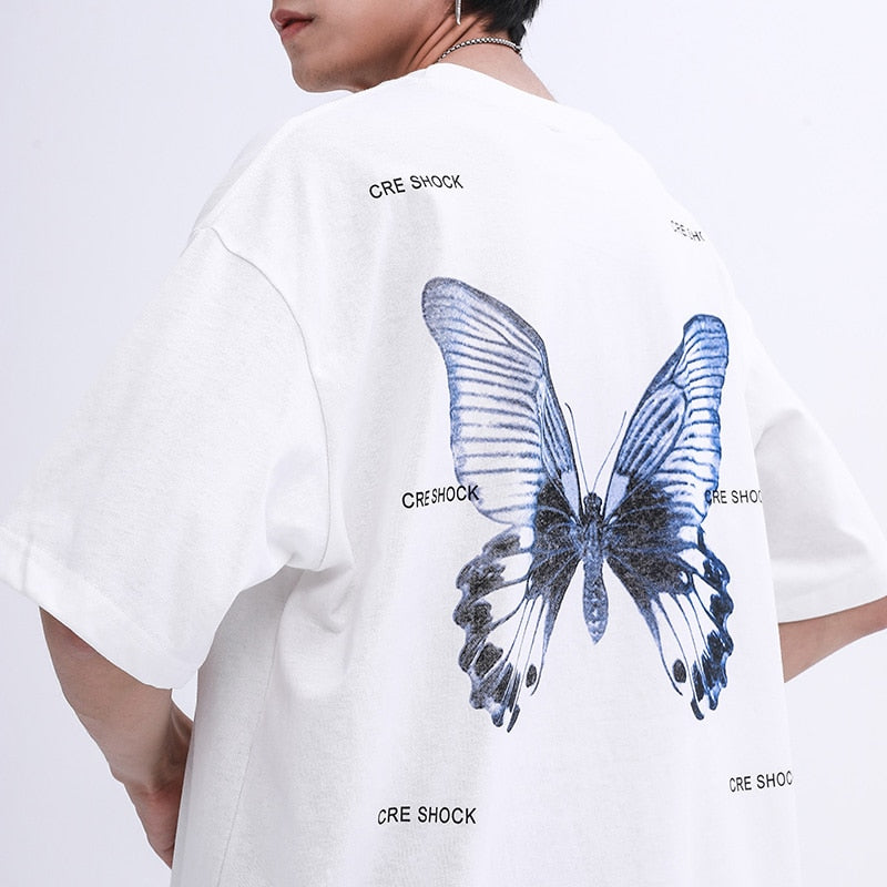 "White Butterfly" Unisex Men Women Streetwear Graphic T-Shirt Daulet Apparel