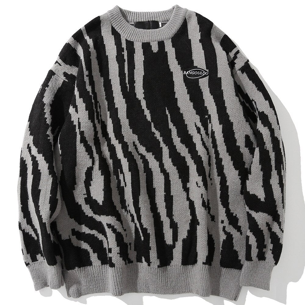 "Orange Wave" Unisex Men Women Streetwear Graphic Sweater Daulet Apparel