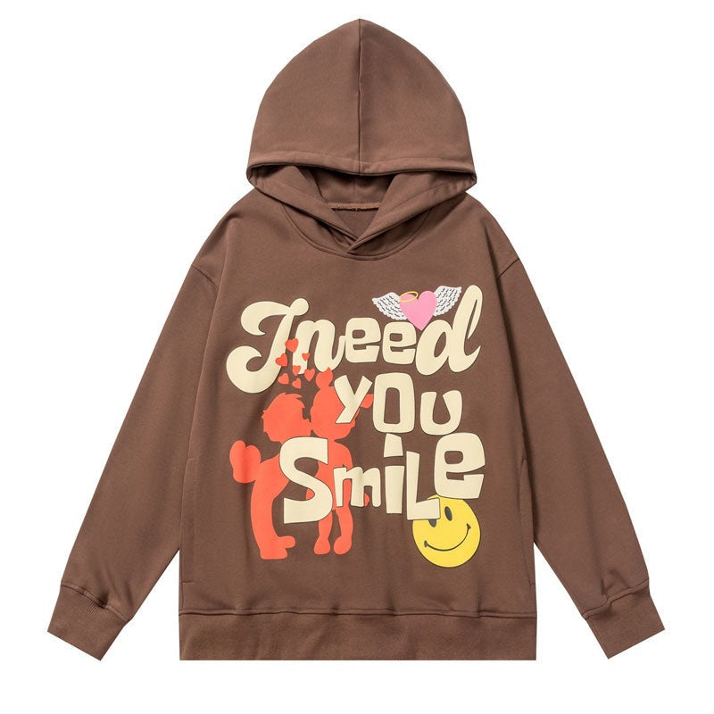 "Need You To Smile" Unisex Men Women Streetwear Graphic Hoodie Daulet Apparel