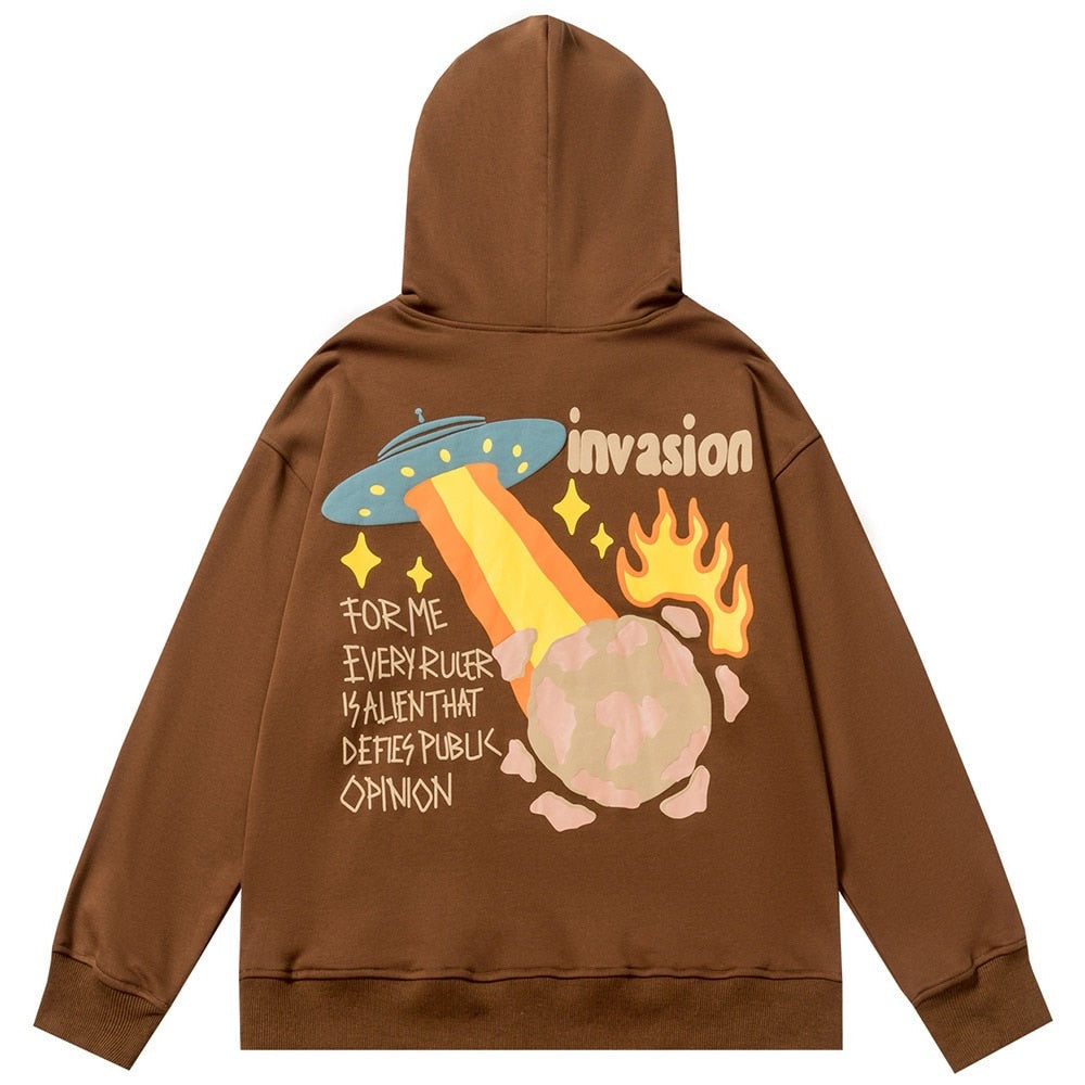 "Invasion" Unisex Men Women Streetwear Graphic Hoodie