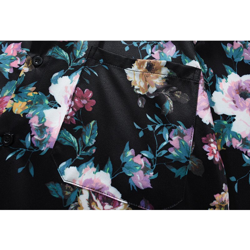 "Retro Rose" Unisex Men Women Streetwear Graphic Button Shirt Daulet Apparel