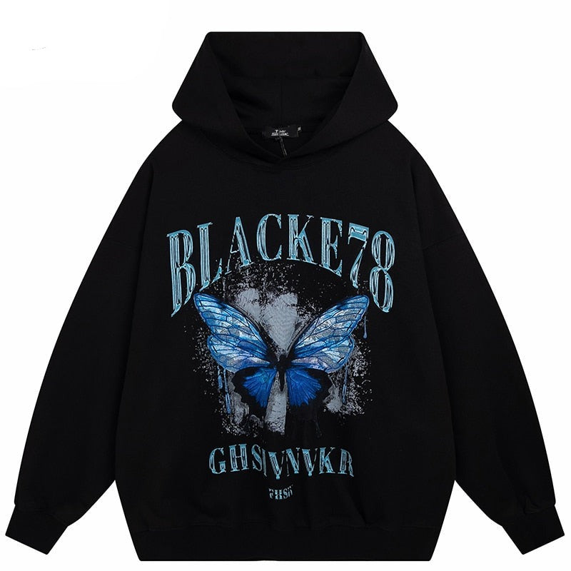 "Pink Butterfly" Unisex Men Women Streetwear Graphic Hoodie Daulet Apparel
