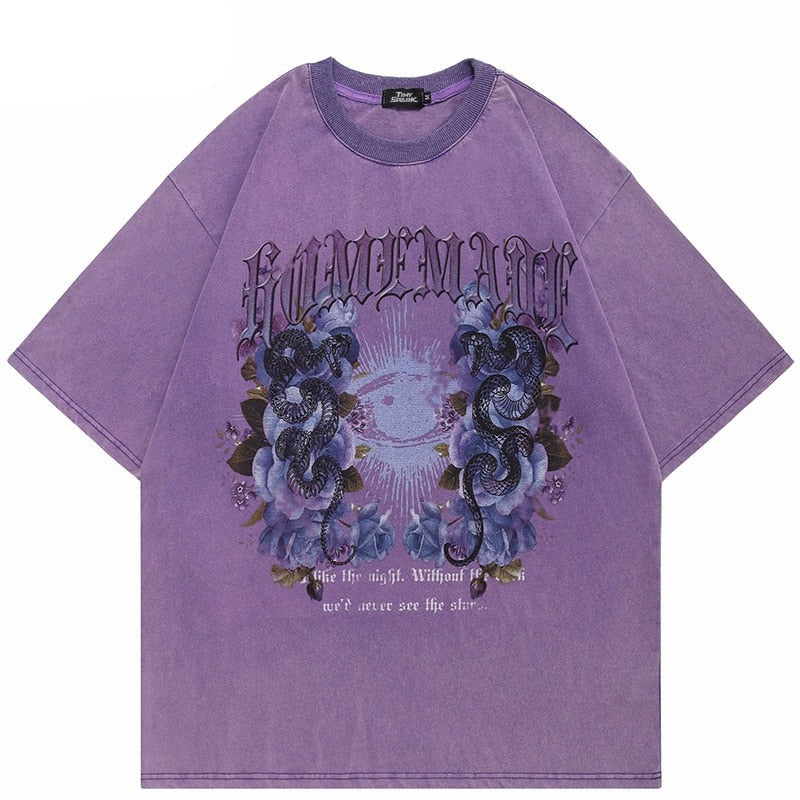 "Snake Skeleton" Unisex Men Women Streetwear Graphic T-Shirt Daulet Apparel