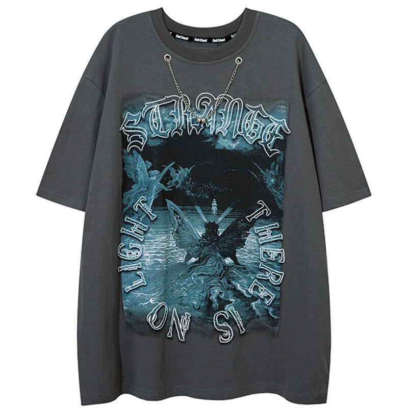 "Dark Wonderland" Unisex Streetwear Men Women Graphic T-Shirt Daulet Apparel