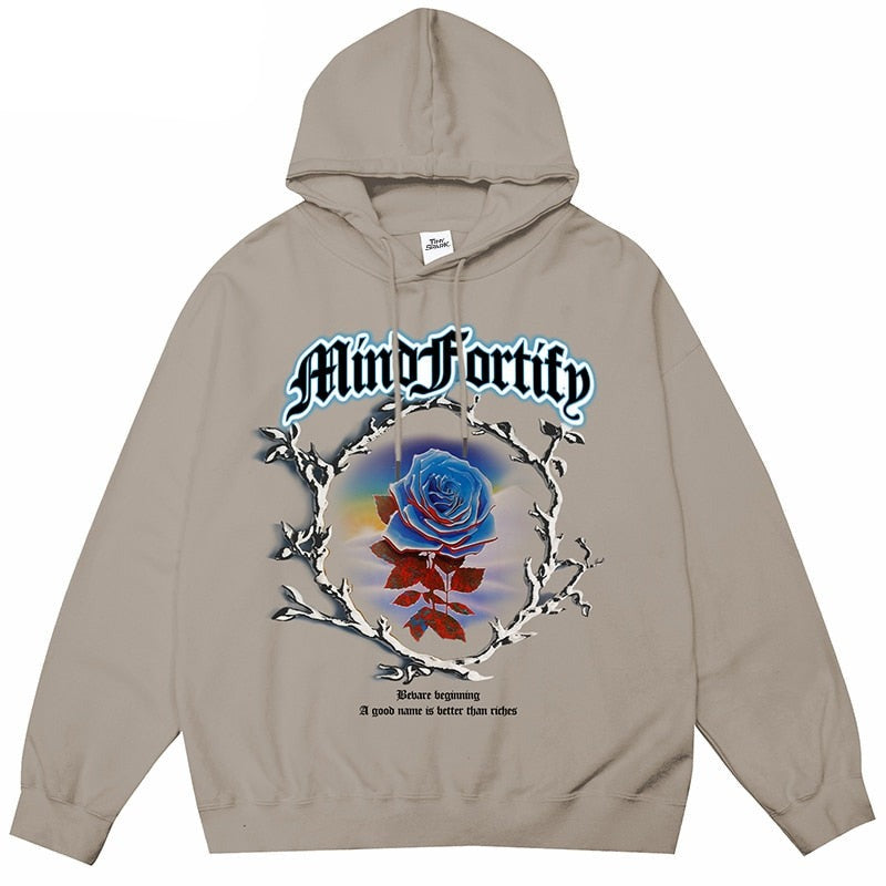 "Fallen Blue Rose" Unisex Men Women Streetwear Graphic Hoodie Daulet Apparel