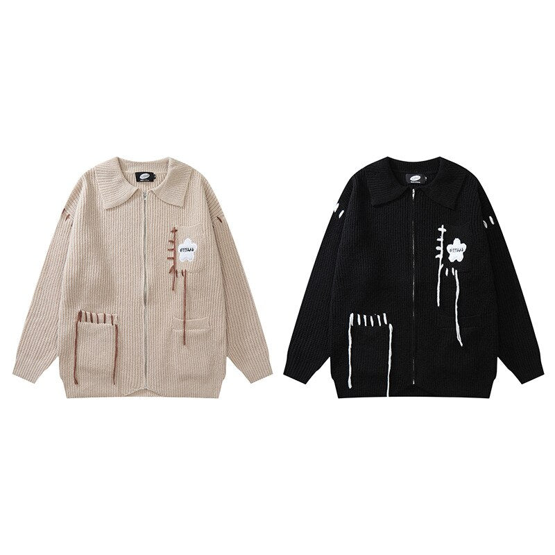 "Falling Down" Unisex Men Women Streetwear Graphic Cardigan Daulet Apparel