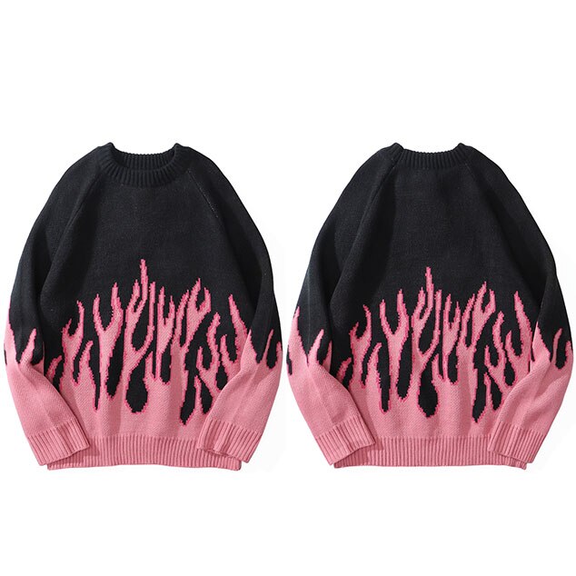 "Lighting Flame" Unisex Men Women Streetwear Graphic Sweater Daulet Apparel