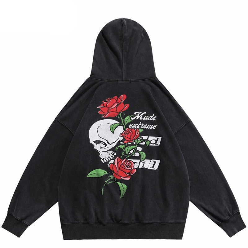 black hoodie with red graphic
