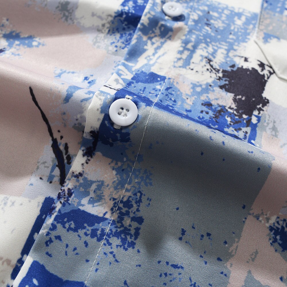 "Blue Rainbow" Unisex Men Women Streetwear Graphic Button Shirt Daulet Apparel