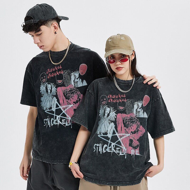 "Break Up" Unisex Men Women Streetwear Graphic T-Shirt Daulet Apparel