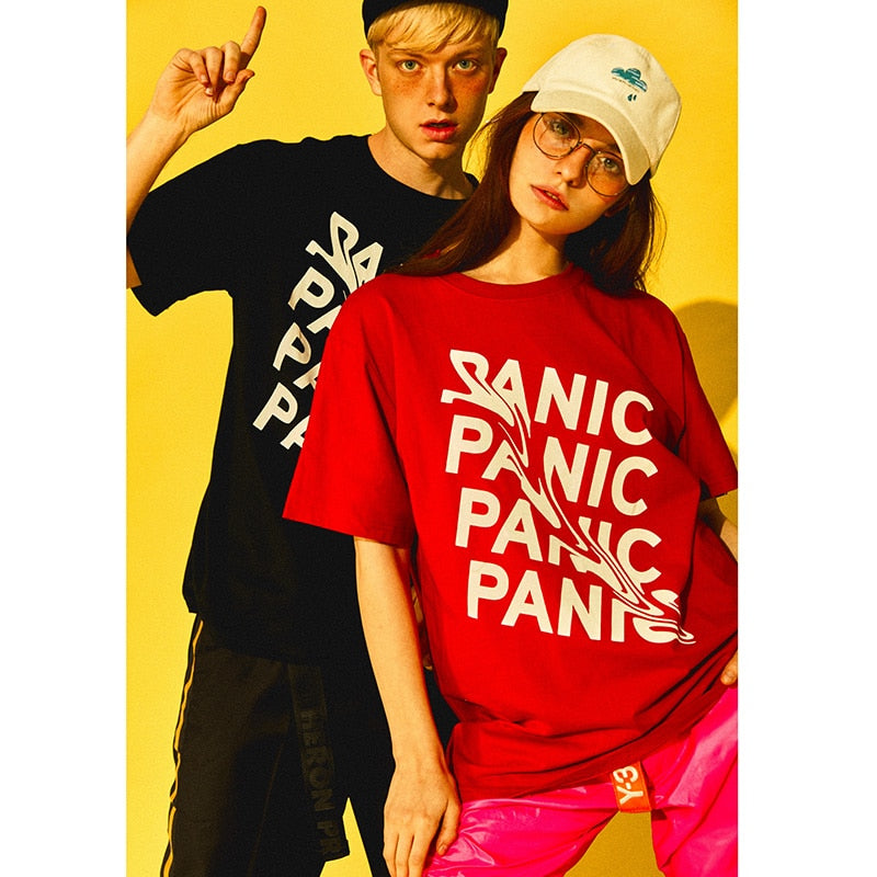 "Panic" Unisex Men Women Streetwear Graphic T-Shirt Daulet Apparel