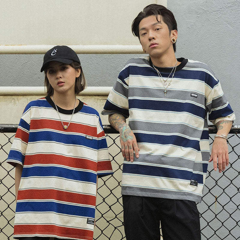 "Striped" Unisex Men Women Streetwear Graphic T-Shirt Daulet Apparel