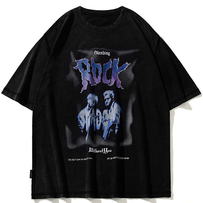 "Rock On" Unisex Men Women Streetwear Graphic T-Shirt Daulet Apparel