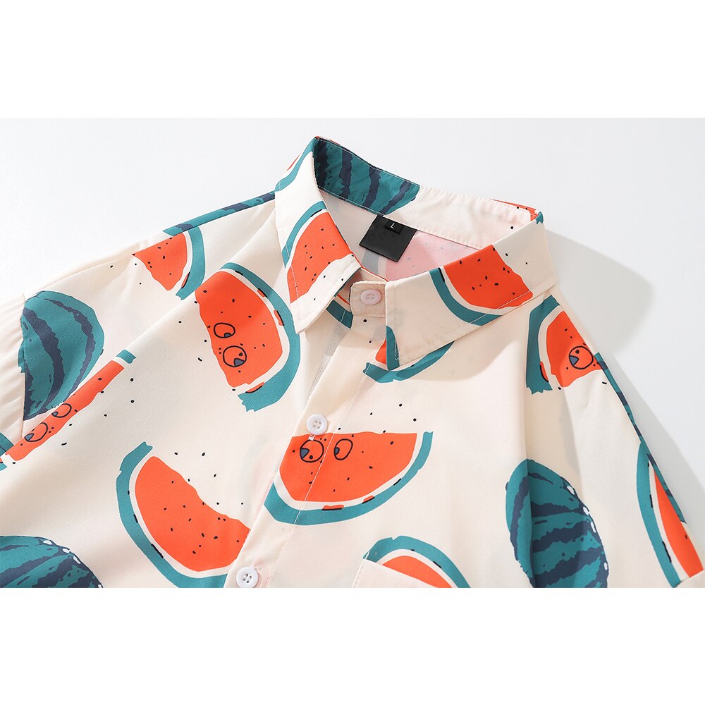 "Watermelon" Unisex Men Women Streetwear Graphic Button Shirt Daulet Apparel