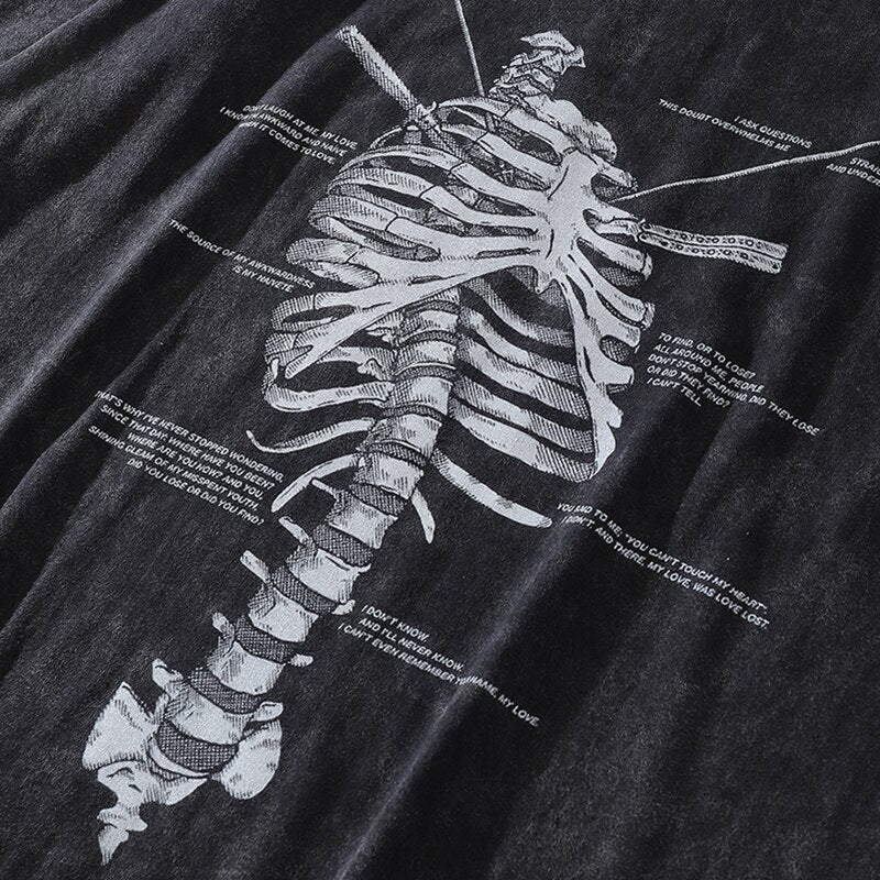 "Stripped Skeleton" Unisex Men Women Streetwear Graphic T-Shirt Daulet Apparel