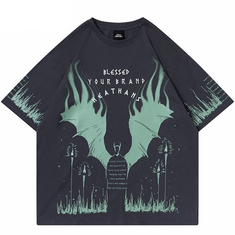 "Fire Flame" Unisex Men Women Streetwear Graphic T-Shirt Daulet Apparel