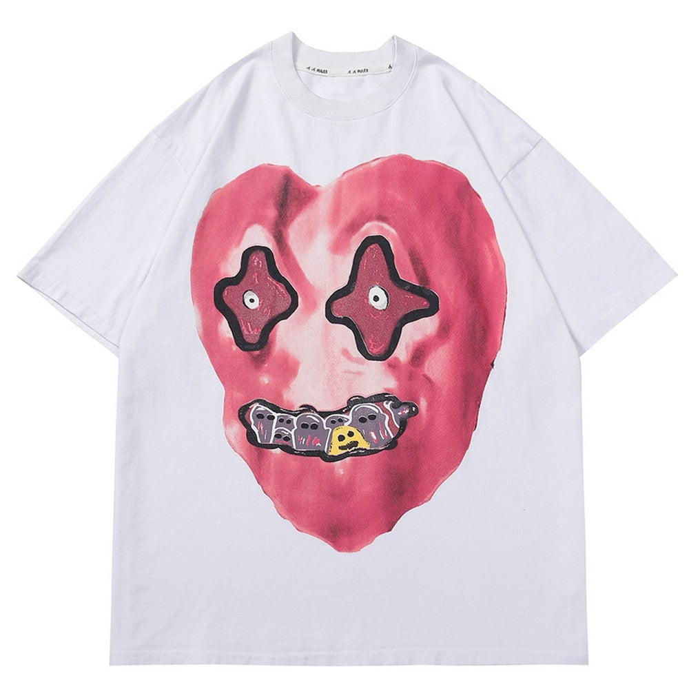 "Candy Heart" Men Women Streetwear Unisex Graphic T-Shirt Daulet Apparel