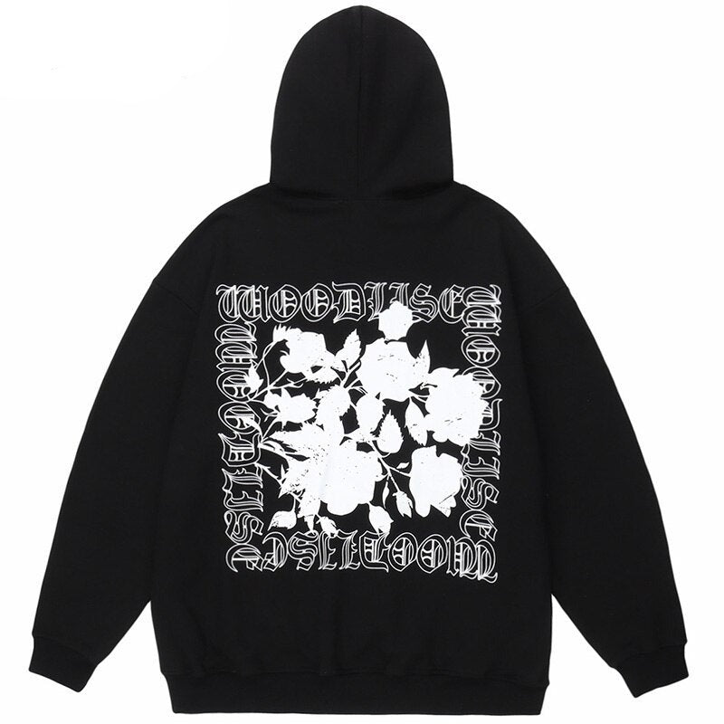 "Black Roses" Unisex Men Women Streetwear Graphic Hoodie Daulet Apparel