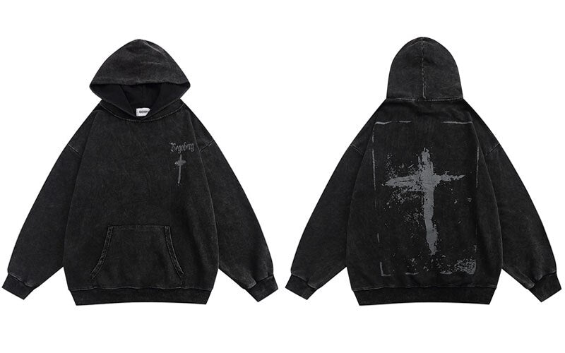 "Doubled Cross" Unisex Men Women Streetwear Graphic Hoodie Daulet Apparel