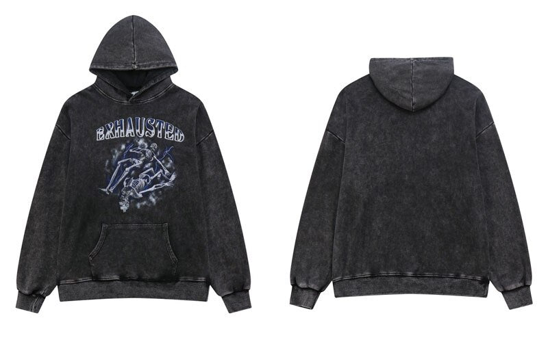 "Exhausted" Unisex Men Women Streetwear Graphic Hoodie Daulet Apparel