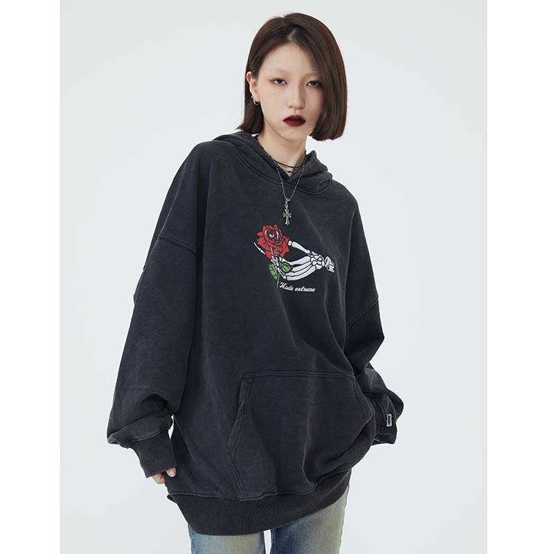 "Skull Rose" Unisex Men Women Streetwear Graphic Hoodie Daulet Apparel