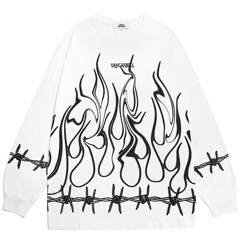 "White Flame" Unisex Men Women Streetwear Graphic Sweatshirt Daulet Apparel