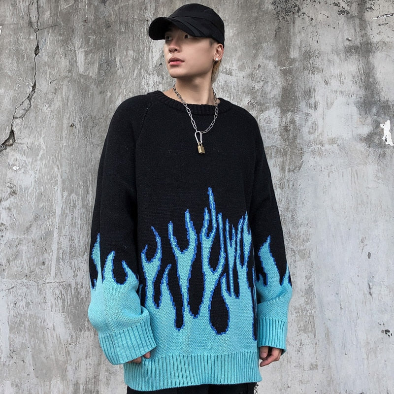 "Lighting Flame" Unisex Men Women Streetwear Graphic Sweater Daulet Apparel