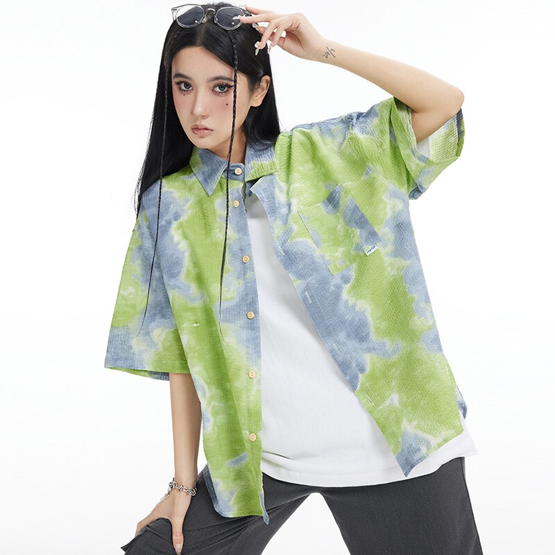 "Green Beach" Unisex Men Women Streetwear Graphic Shirt Daulet Apparel
