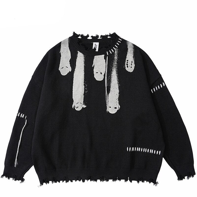 "Falling Ghost" Unisex Men Women Streetwear Graphic Sweater Daulet Apparel