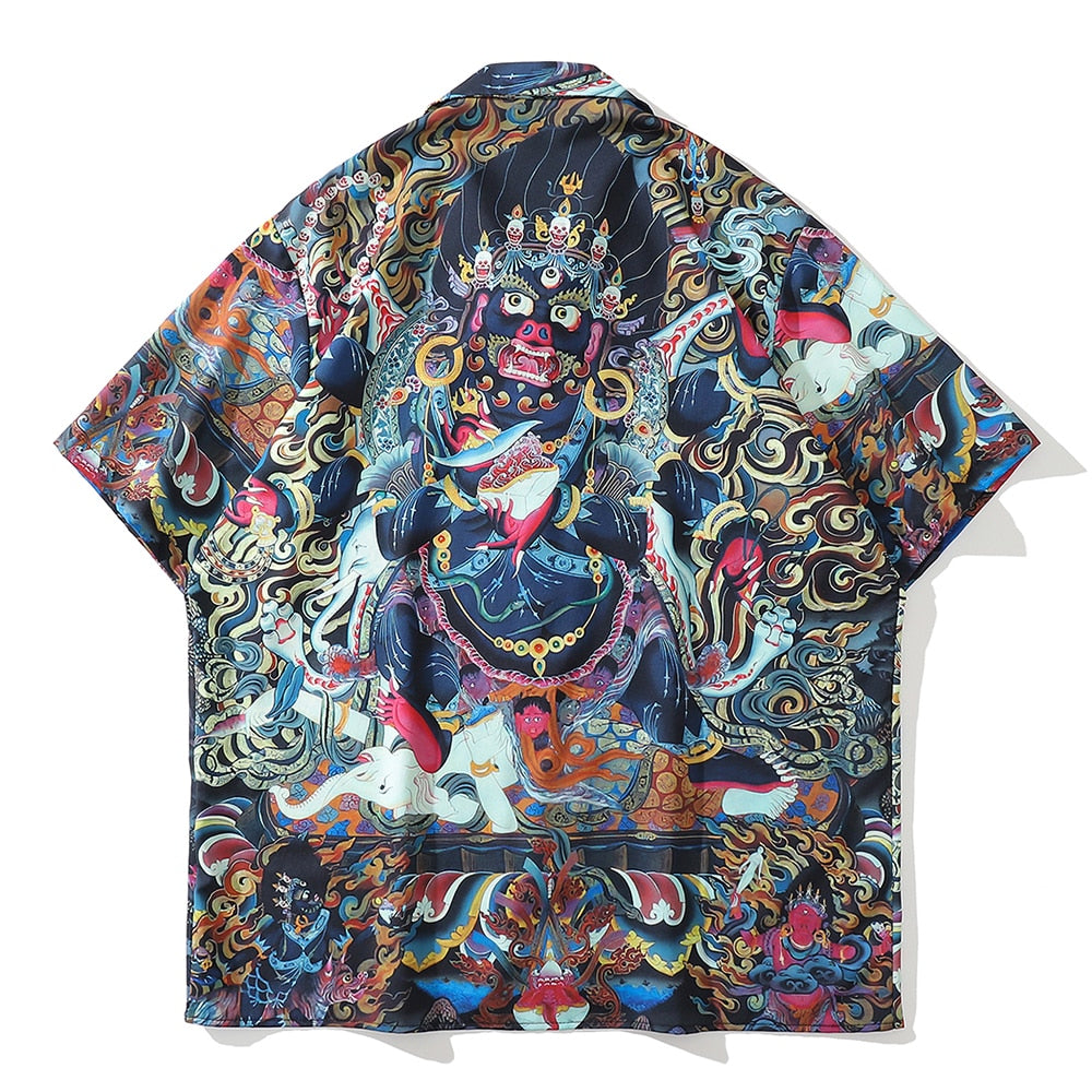 "Angel Dragon" Unisex Streetwear Graphic Button Shirt Daulet Apparel