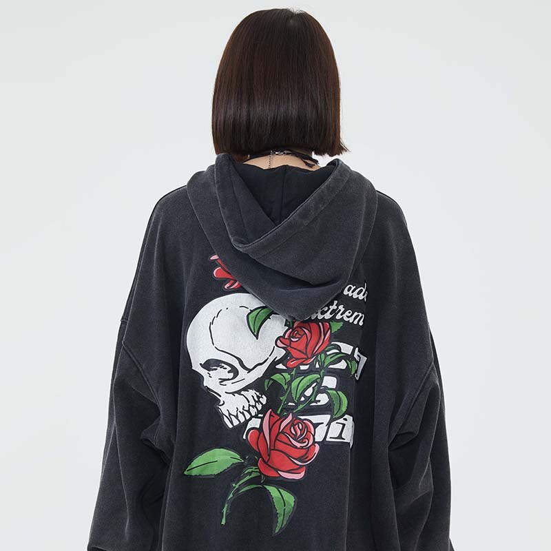 "Skull Rose" Unisex Men Women Streetwear Graphic Hoodie Daulet Apparel