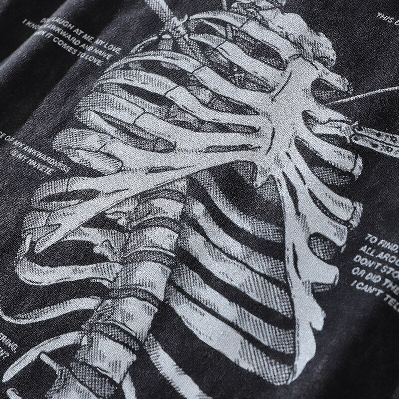"Stripped Skeleton" Unisex Men Women Streetwear Graphic T-Shirt Daulet Apparel