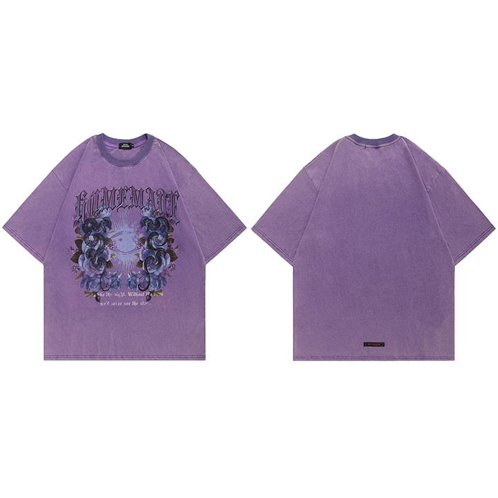 "Snake Skeleton" Unisex Men Women Streetwear Graphic T-Shirt Daulet Apparel