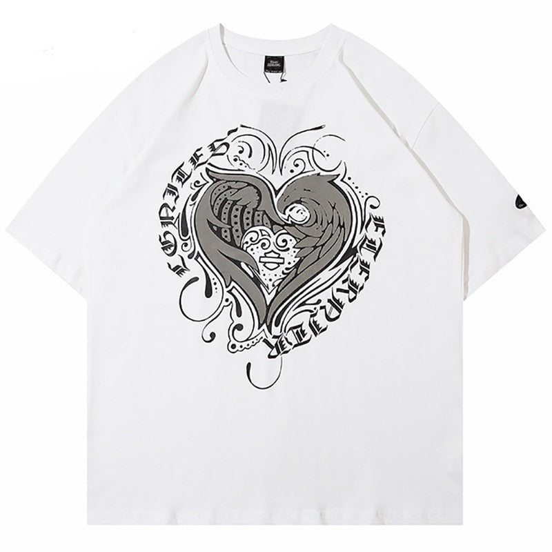 "Melted Heart" Unisex Men Women Streetwear Graphic T-Shirt Daulet Apparel