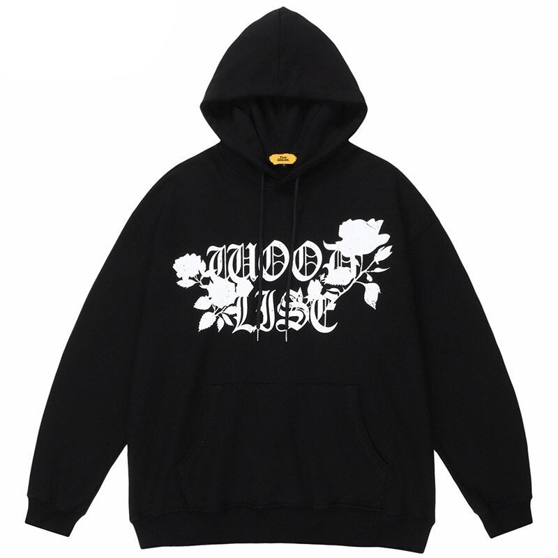 "Black Roses" Unisex Men Women Streetwear Graphic Hoodie Daulet Apparel