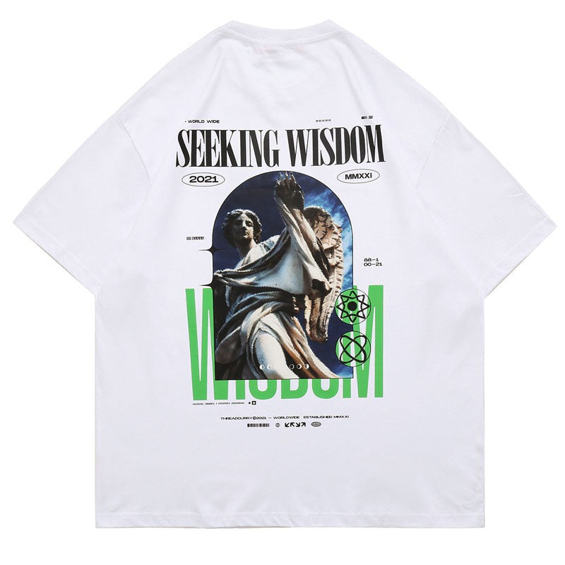 "Seeking Wisdom" Unisex Men Women Streetwear Graphic T-Shirt Daulet Apparel