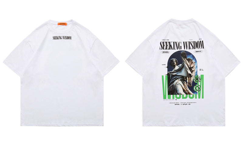 "Seeking Wisdom" Unisex Men Women Streetwear Graphic T-Shirt Daulet Apparel
