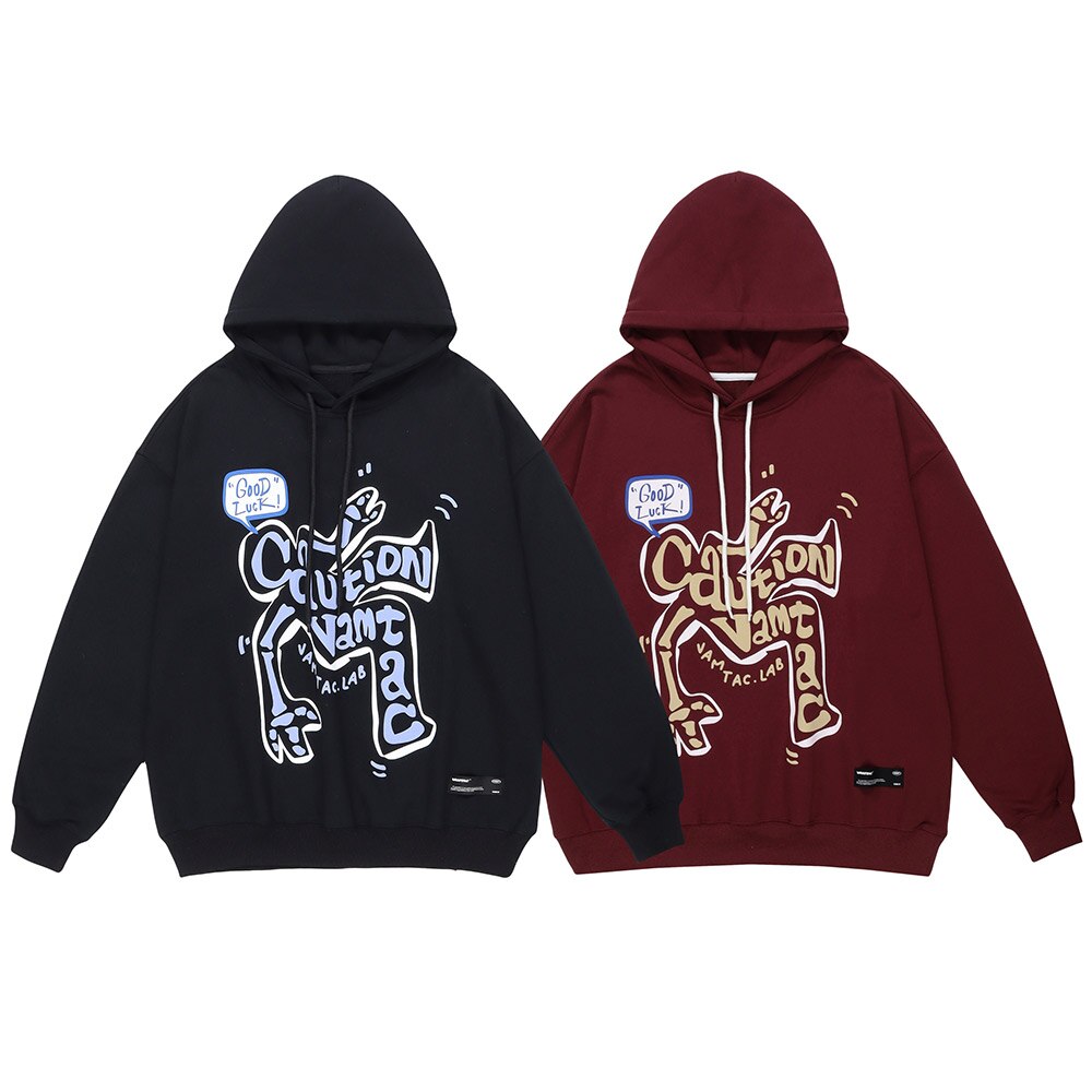 "Caution" Streetwear Unisex Men Women Graphic Hoodie Daulet Apparel