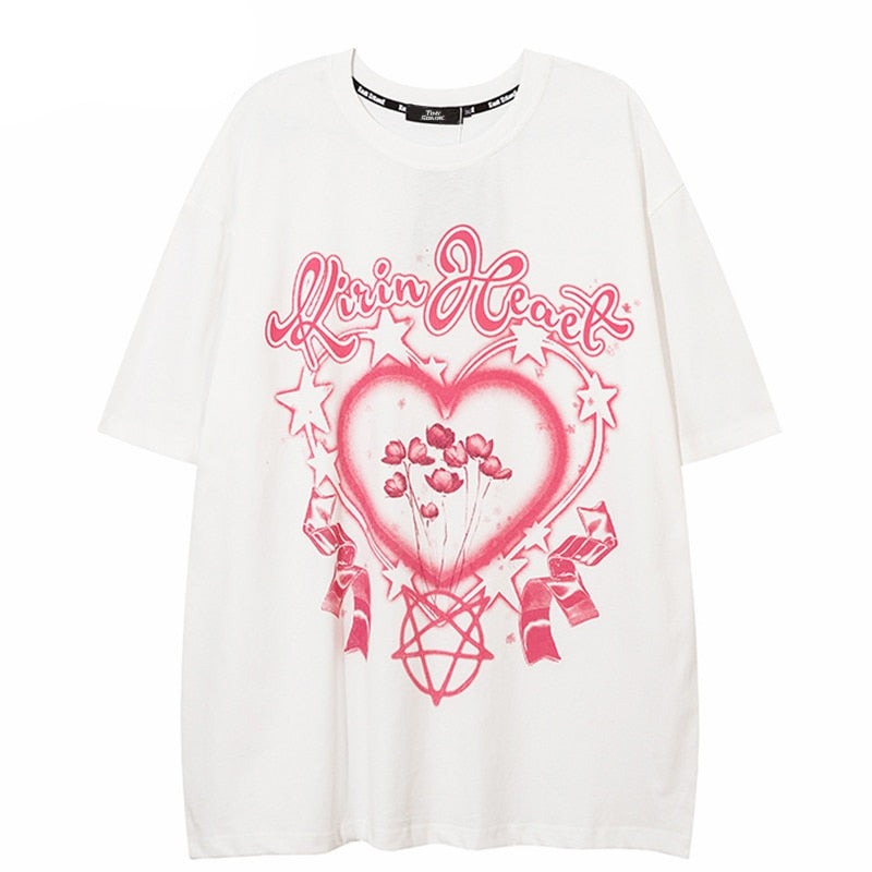 "Heart Garden" Unisex Men Women Streetwear Graphic T-Shirt Daulet Apparel