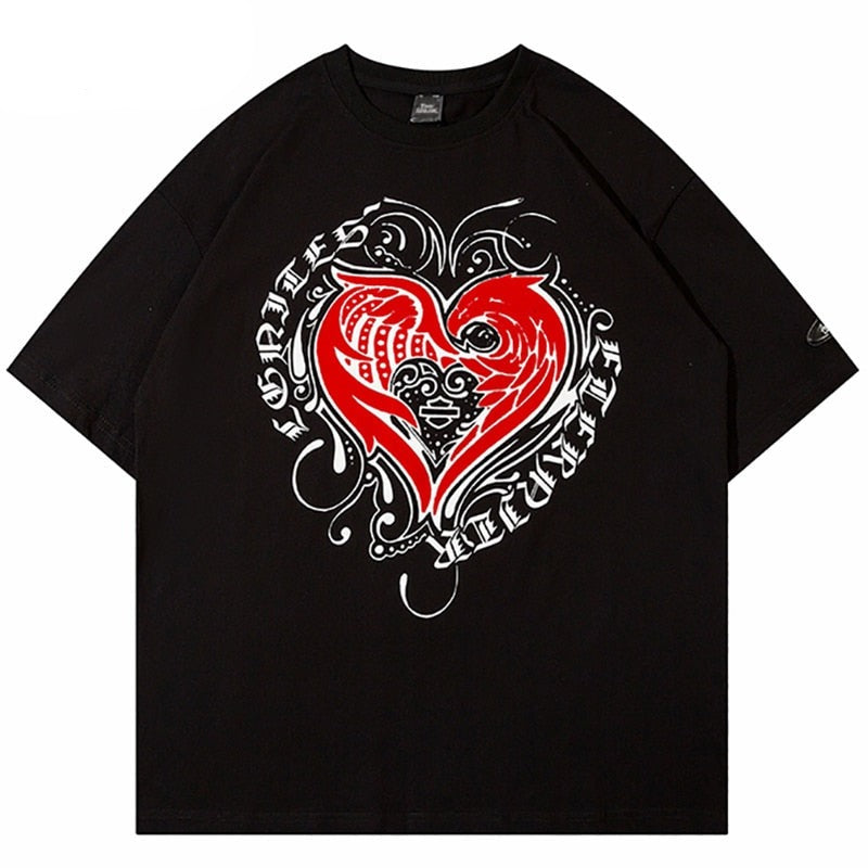 "Melted Heart" Unisex Men Women Streetwear Graphic T-Shirt Daulet Apparel
