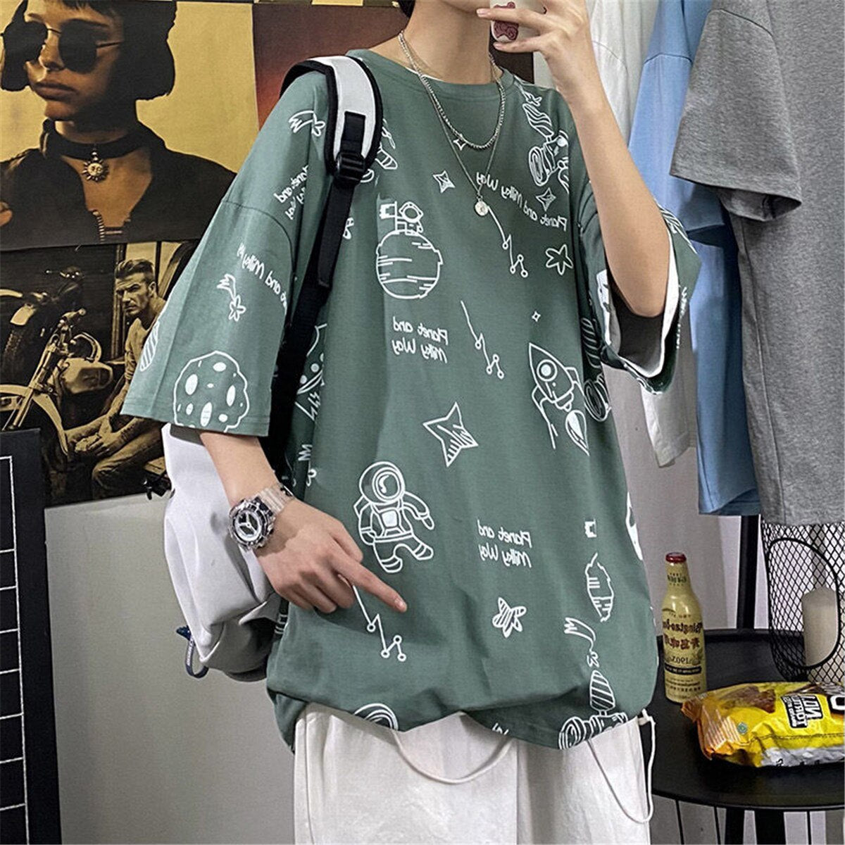 "Scatter Blues" Unisex Men Women Streetwear Graphic T-Shirt Daulet Apparel