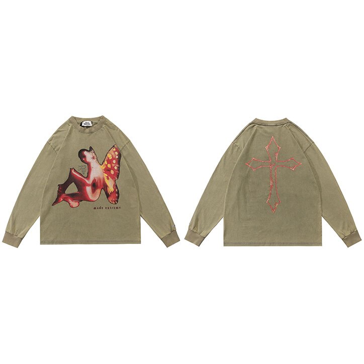 "Red Effect" Unisex Men Women Streetwear Graphic Sweatshirt Daulet Apparel