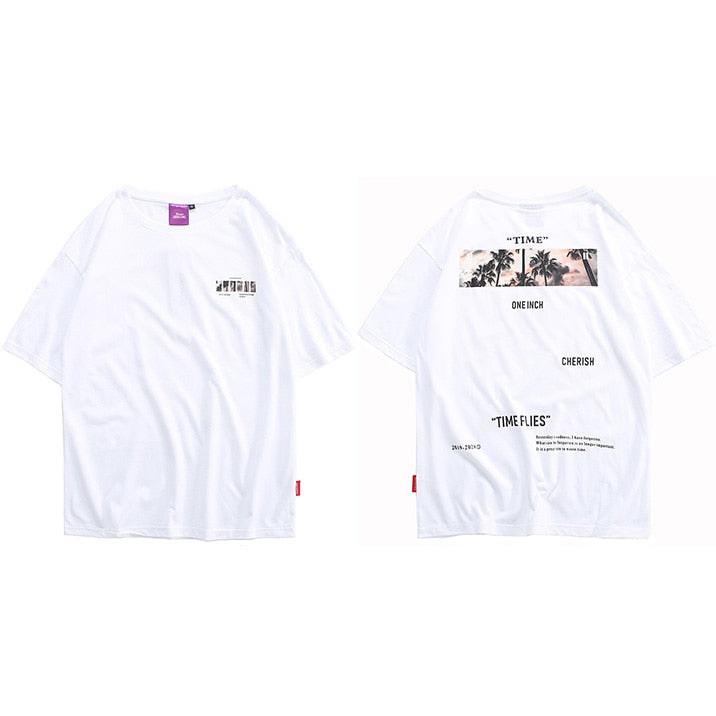 "Time Flies" Unisex Men Women Streetwear Graphic T-Shirt Daulet Apparel