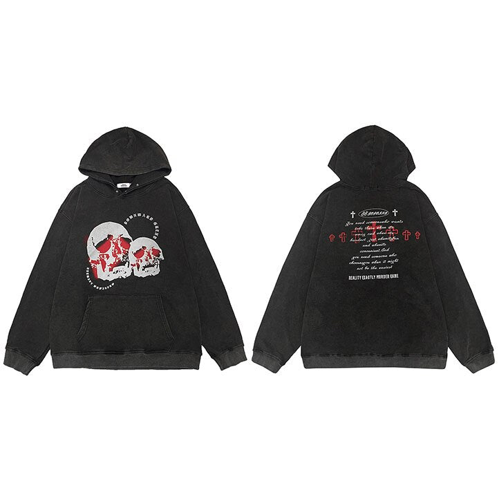 "Red Skull" Unisex Men Women Streetwear Graphic Hoodie Daulet Apparel